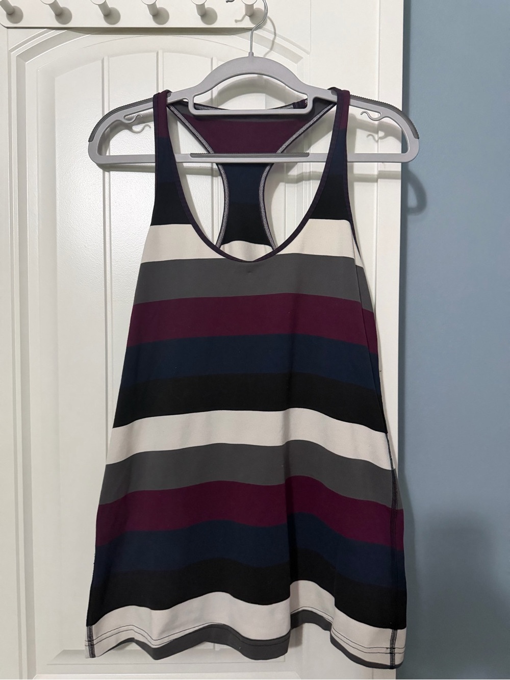 lululemon athletica Striped Racerback Tank in Black, White, Gray & Plum